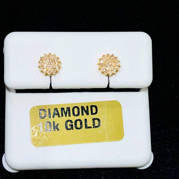 EARLY BLACK FRIDAY SALE! 10k SOLID GOLD REAL DIAMOND EARRING Unbeatable GIFT WOW - Picture 7 of 8